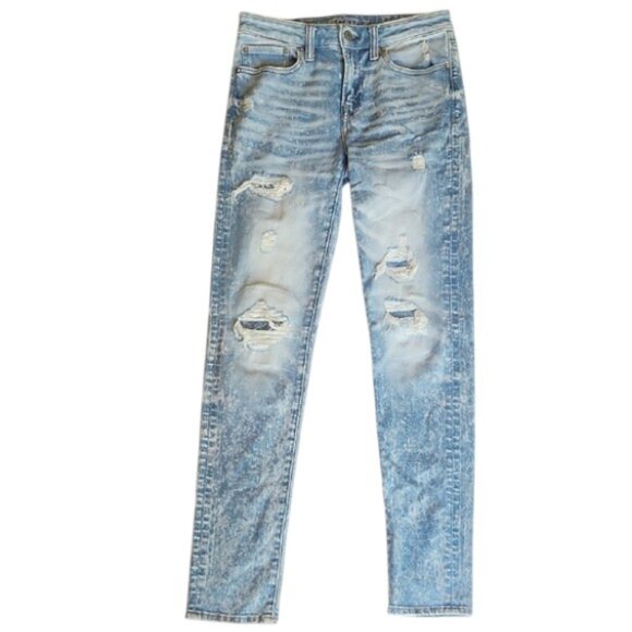 American Eagle Ne(x)t Level AirFlex Skinny Jeans Distressed Acid Wash  30 x 34 - Picture 1 of 11